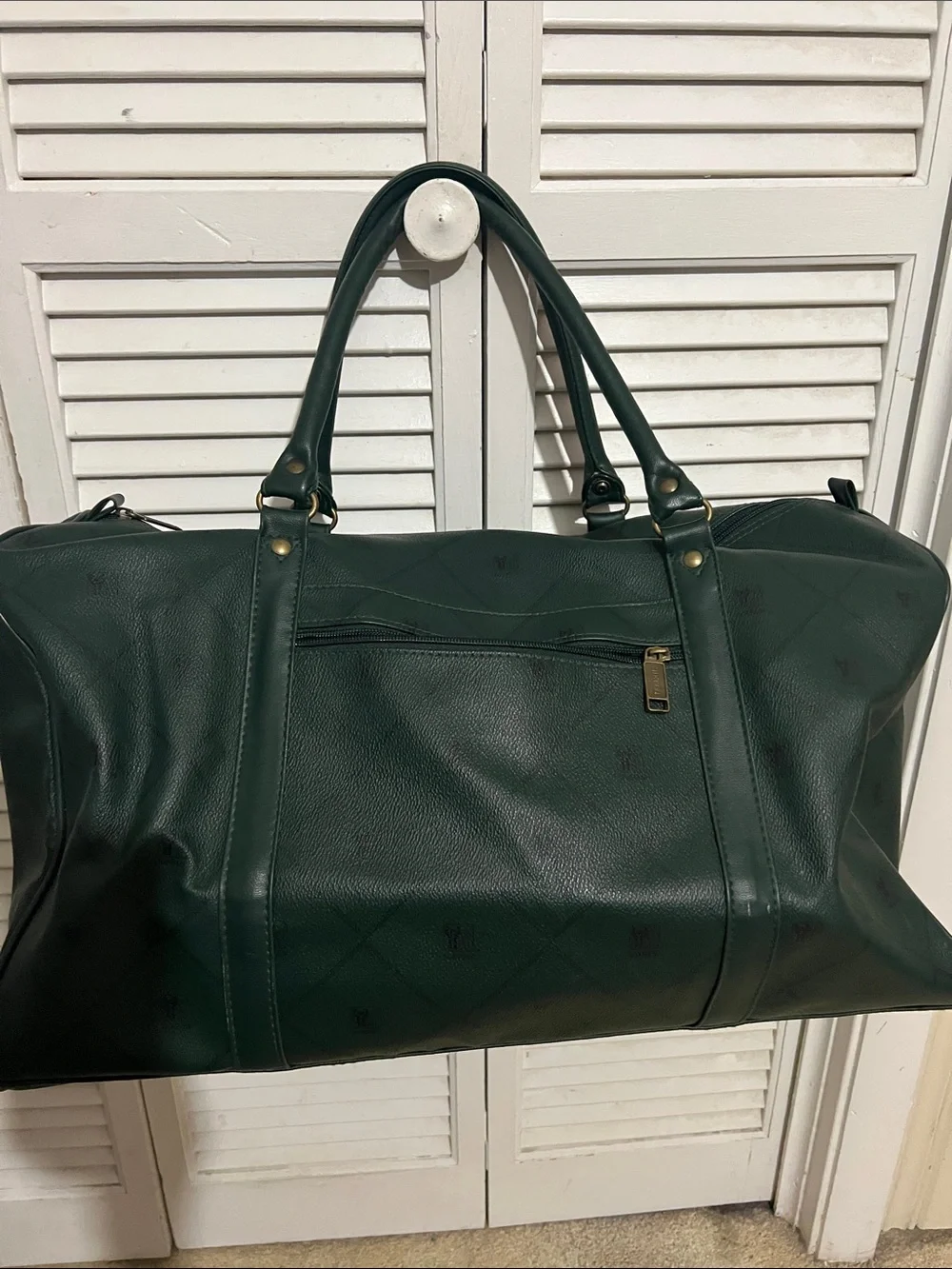 Men's Green Duffel Bag with Front Zip Pocket